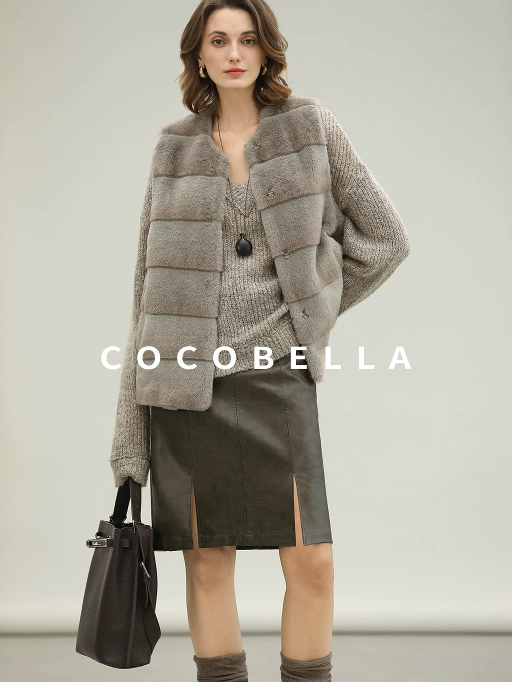 COCOBELLA Plush Faux Fur Luxury Sleeveless Straight Fit Womens Silver Blue Outerwear Vest