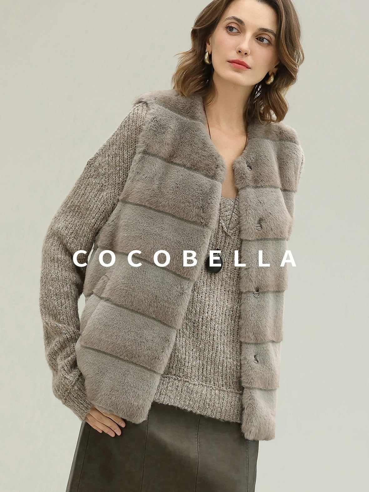 COCOBELLA Plush Faux Fur Luxury Sleeveless Straight Fit Womens Silver Blue Outerwear Vest