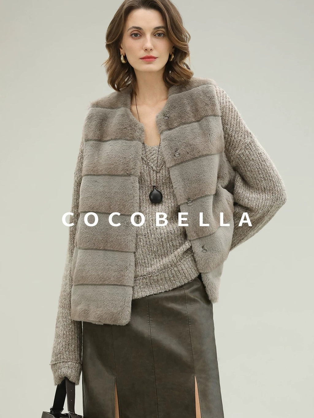 COCOBELLA Plush Faux Fur Luxury Sleeveless Straight Fit Womens Silver Blue Outerwear Vest