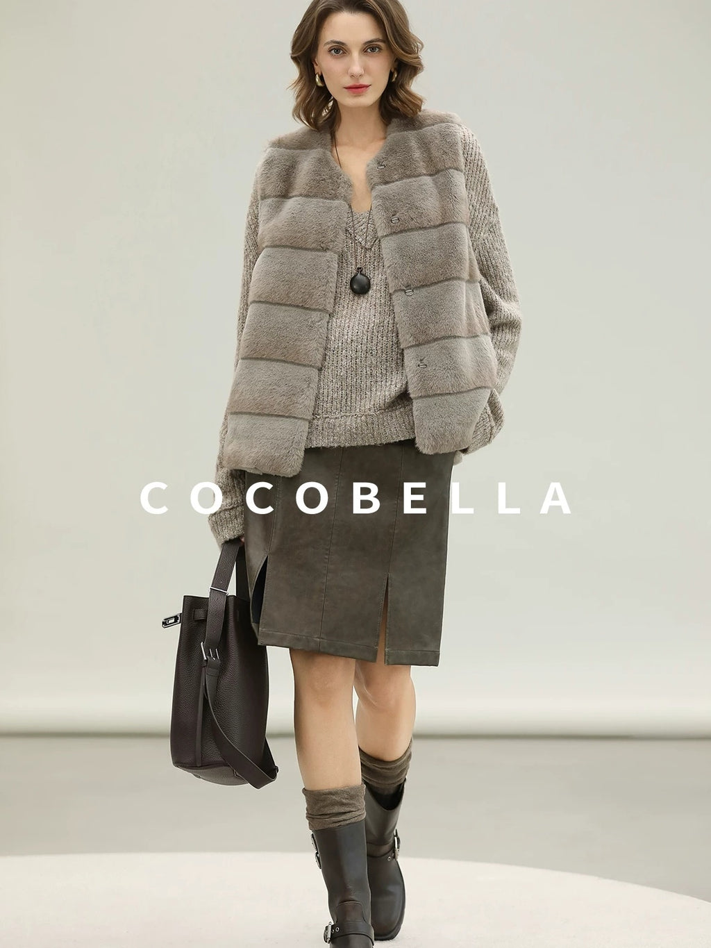 COCOBELLA Plush Faux Fur Luxury Sleeveless Straight Fit Womens Silver Blue Outerwear Vest