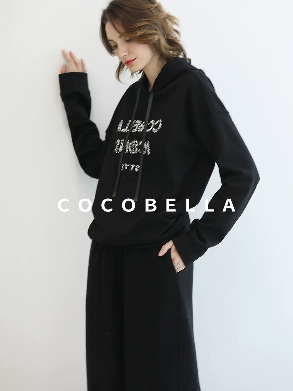 COCOBELLA Pocketed Knitted A Line Loose Fit Mid Waist Office Casual Women Skirts