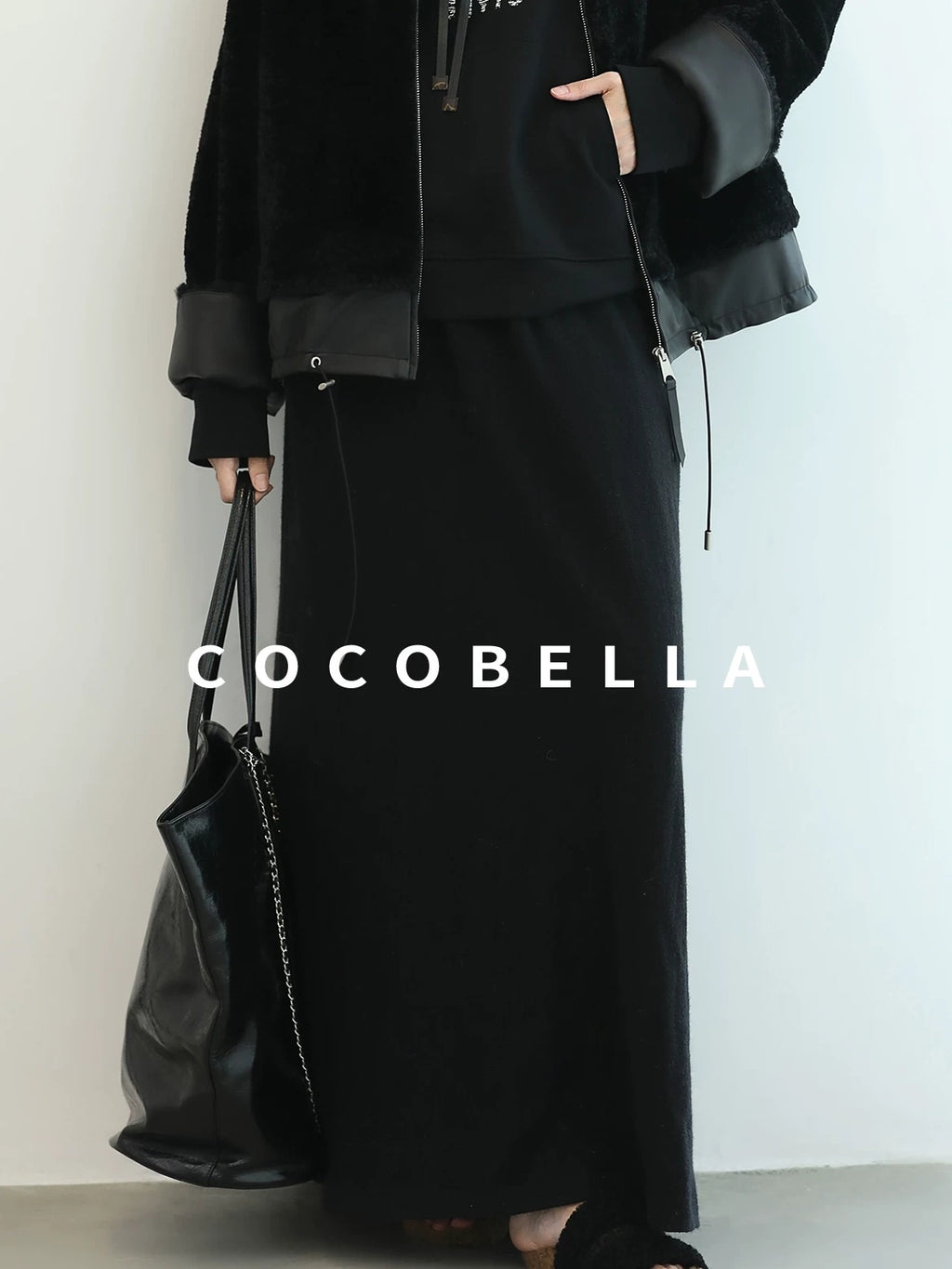 COCOBELLA Pocketed Knitted A Line Loose Fit Mid Waist Office Casual Women Skirts