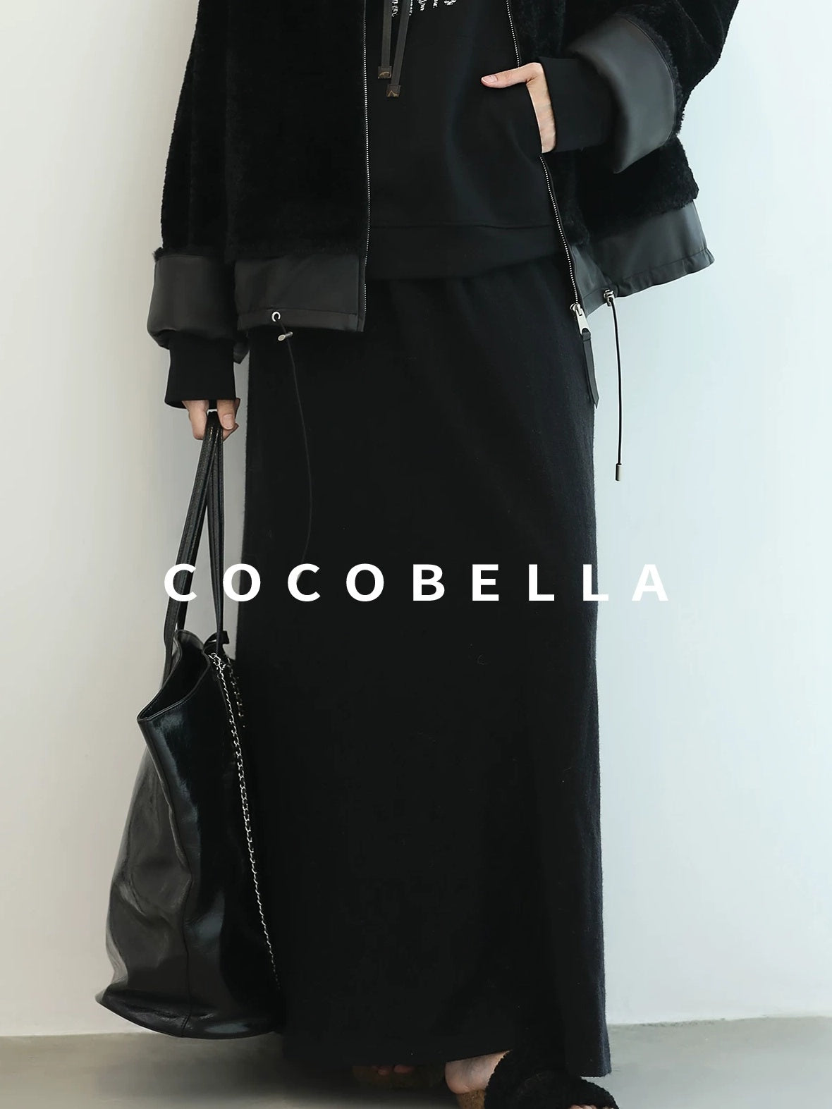 COCOBELLA Pocketed Knitted A Line Loose Fit Mid Waist Office Casual Women Skirts