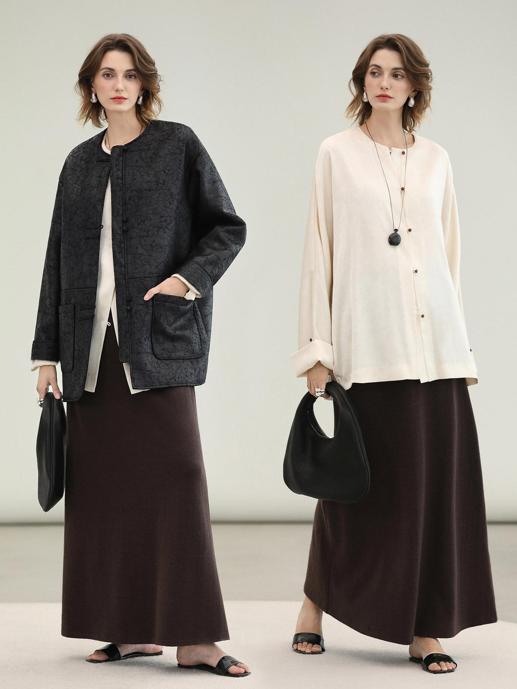 COCOBELLA Pocketed Knitted A Line Loose Fit Mid Waist Office Casual Women Skirts