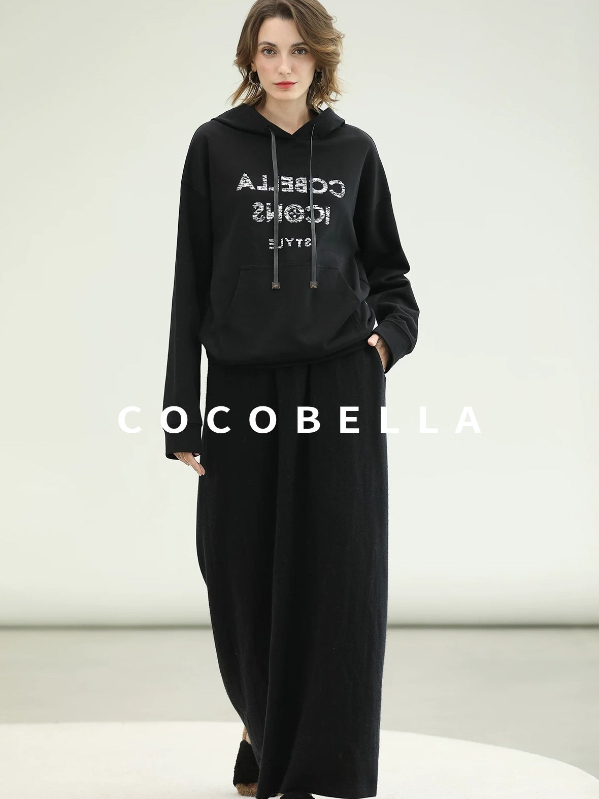 COCOBELLA Pocketed Knitted A Line Loose Fit Mid Waist Office Casual Women Skirts