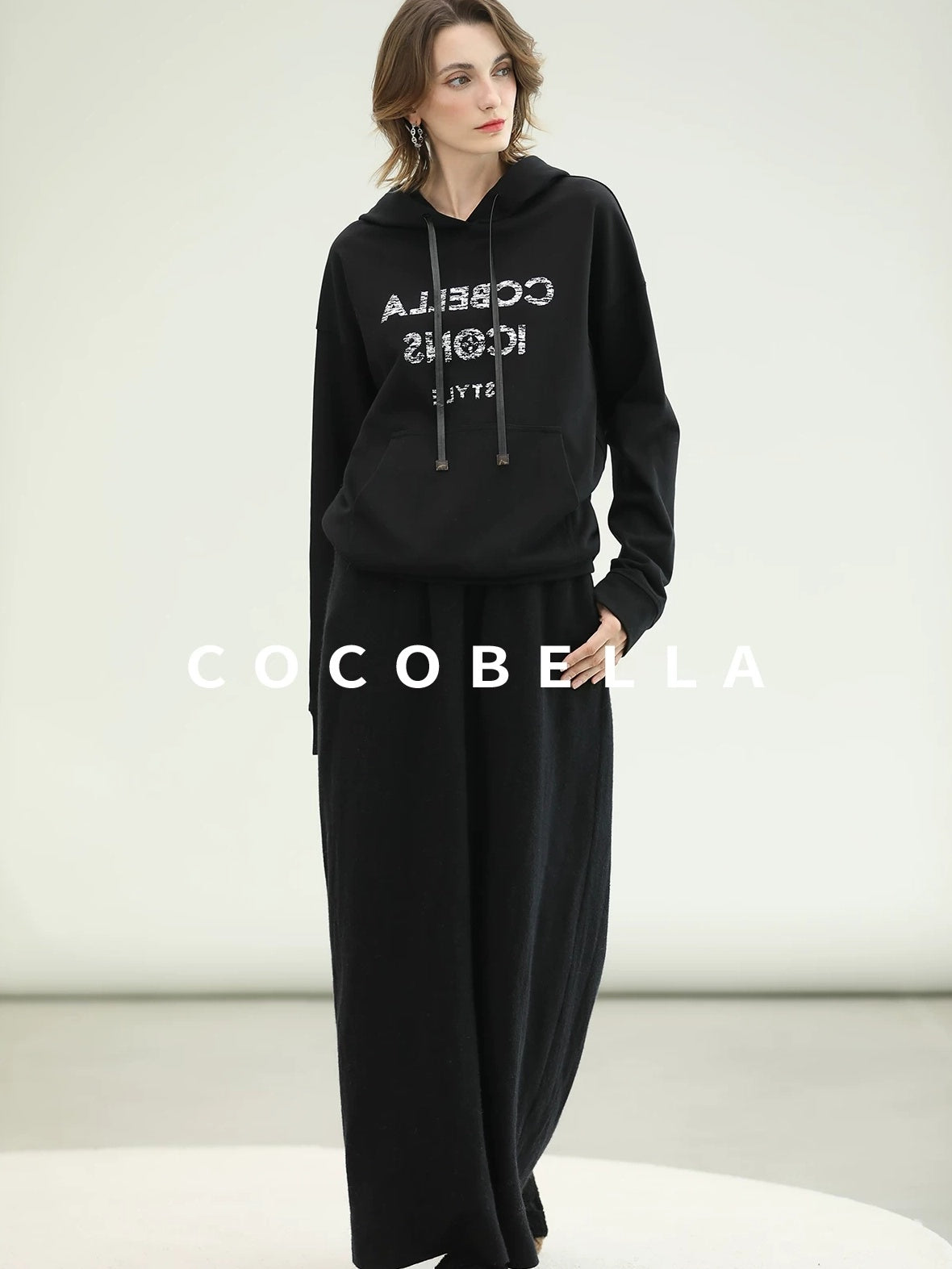 COCOBELLA Pocketed Knitted A Line Loose Fit Mid Waist Office Casual Women Skirts