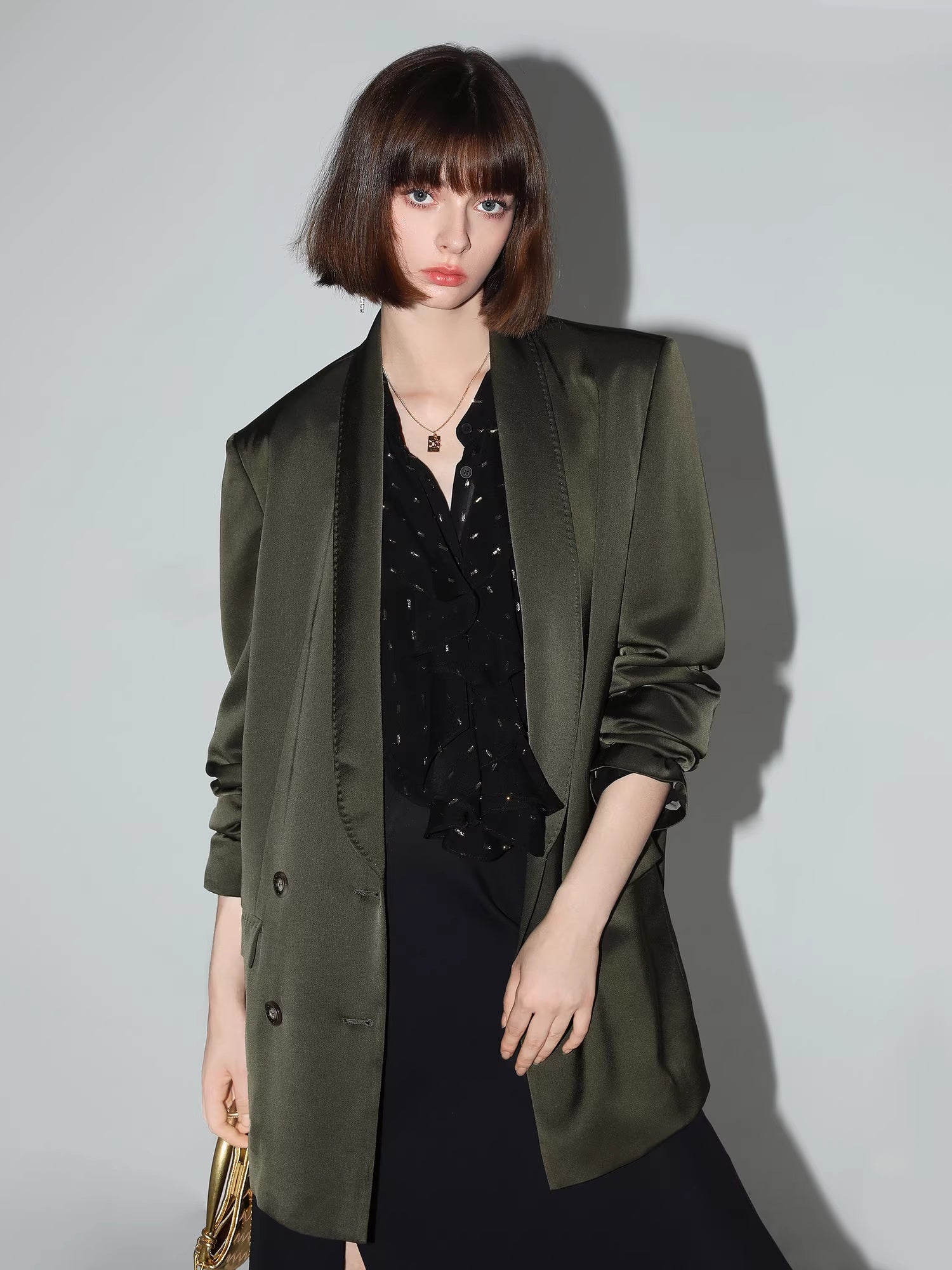 COCOBELLA_Polished_Avocado_Green_Double_Breasted_Straight_Midlength_Women_Office_Blazers_MISSTT