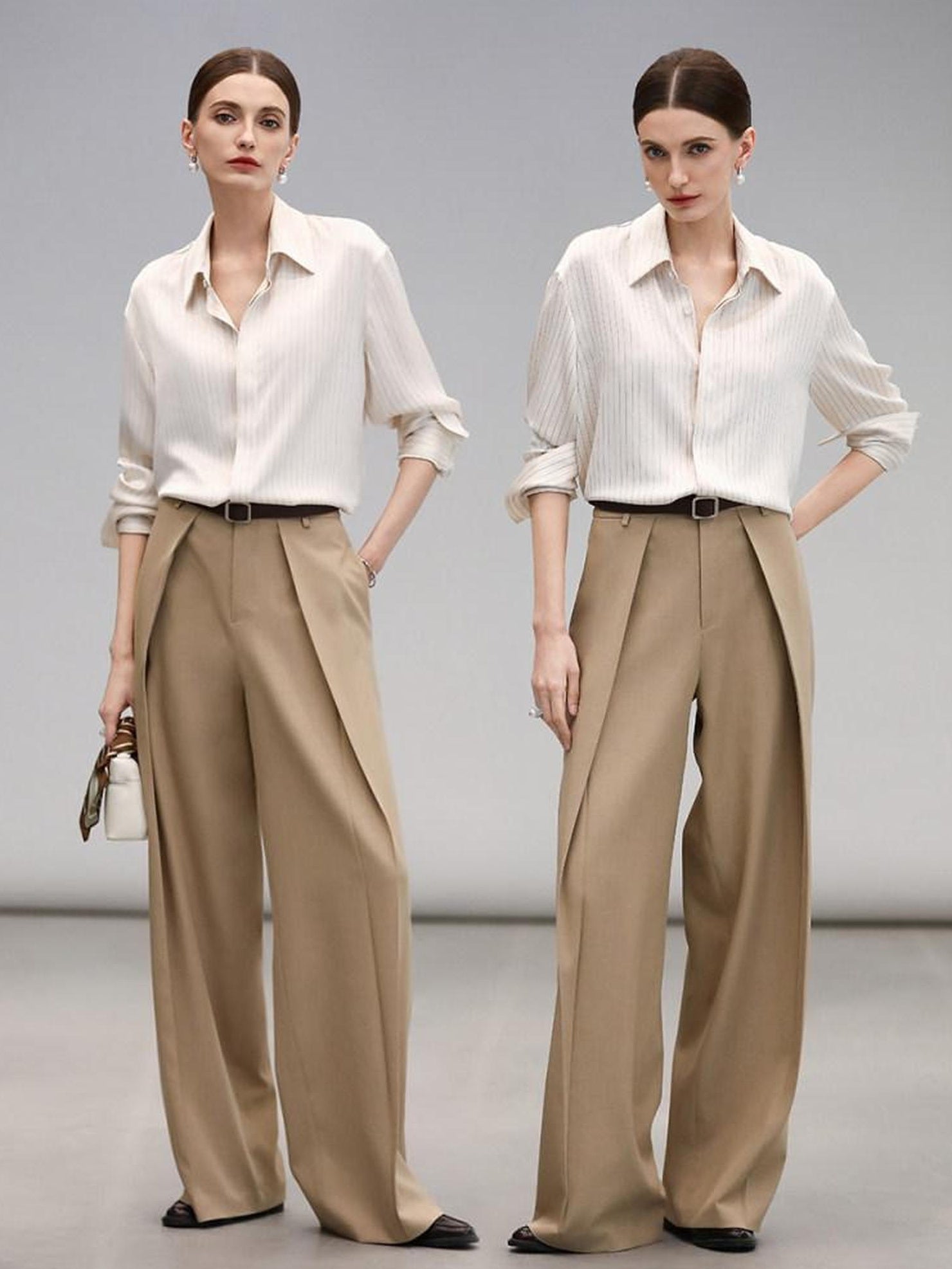 COCOBELLA Polyester Blend Striped Collared Button Front Straight Fit Office Shirts