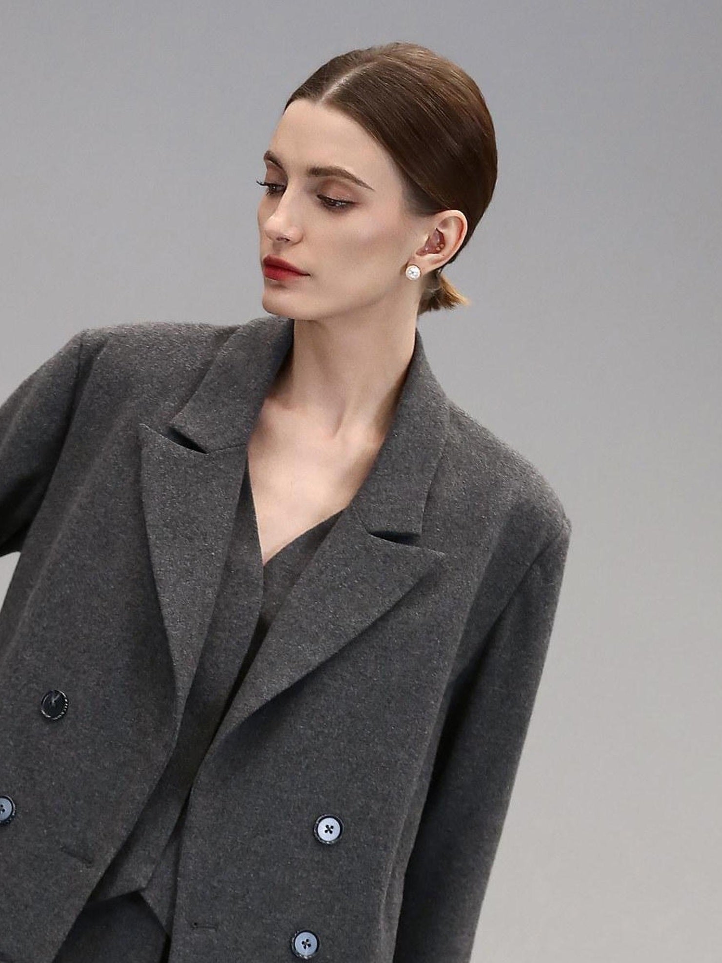 COCOBELLA Premium Lambswool Double Breasted Straight Cut Patchwork Women Blazers