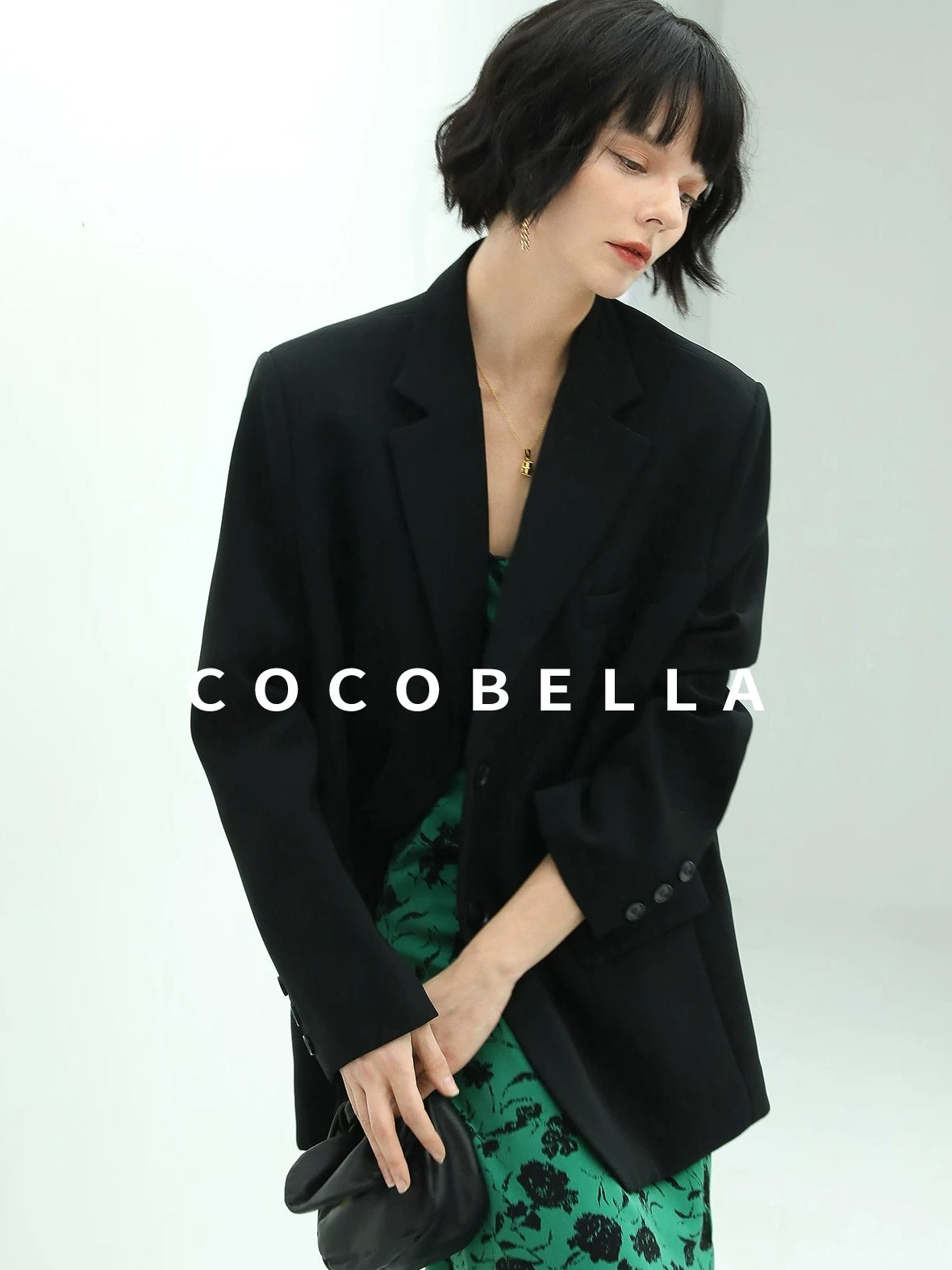 COCOBELLA Premium Polyester Straight Tailored Women Office Commute Black Blazers