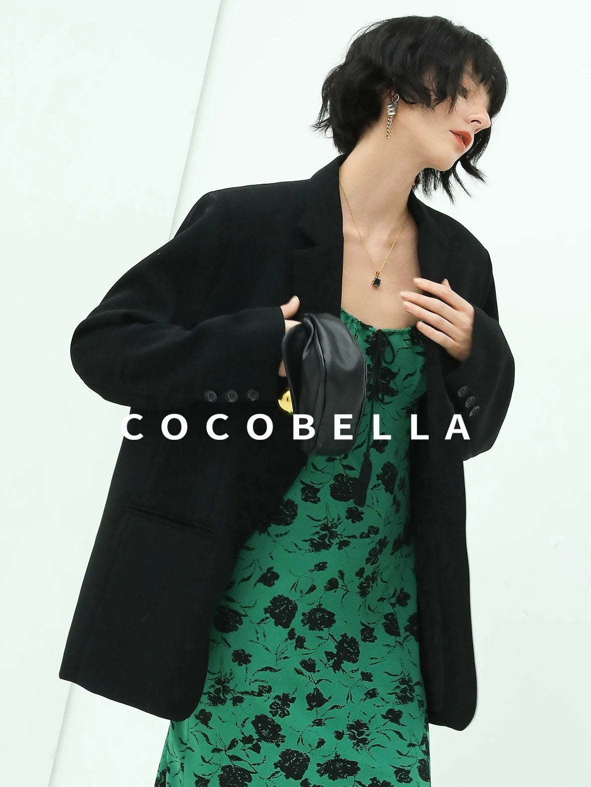 COCOBELLA Premium Polyester Straight Tailored Women Office Commute Black Blazers