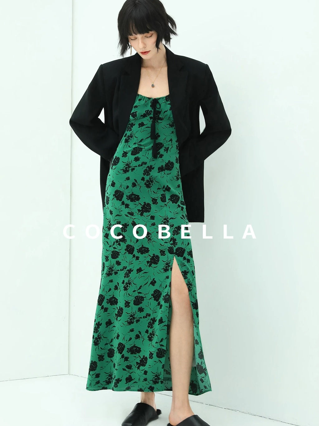 COCOBELLA Premium Polyester Straight Tailored Women Office Commute Black Blazers