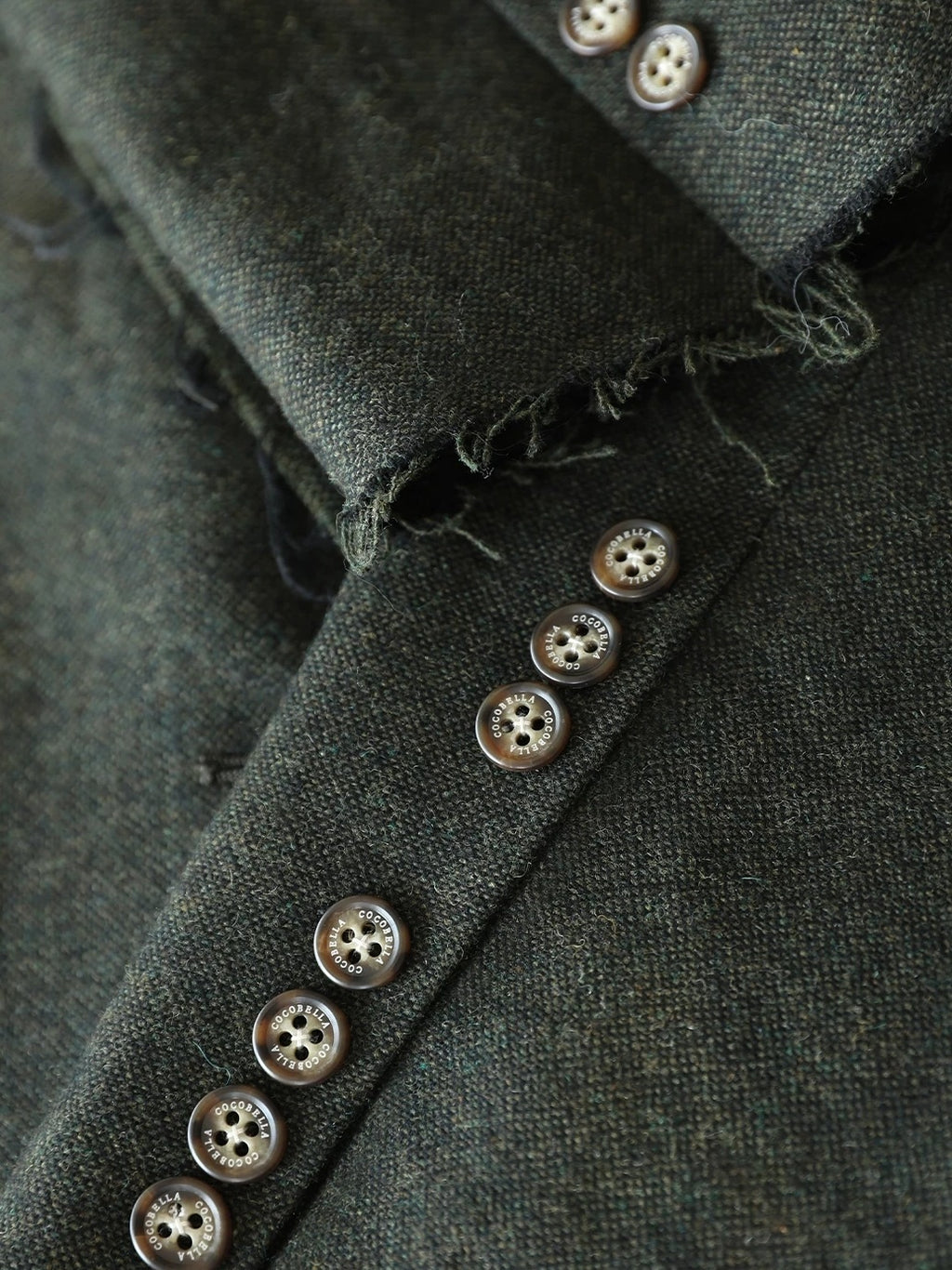 COCOBELLA Premium Wool Blend Seaweed Green Straight Cut Notch Lapel Women Office Blazers