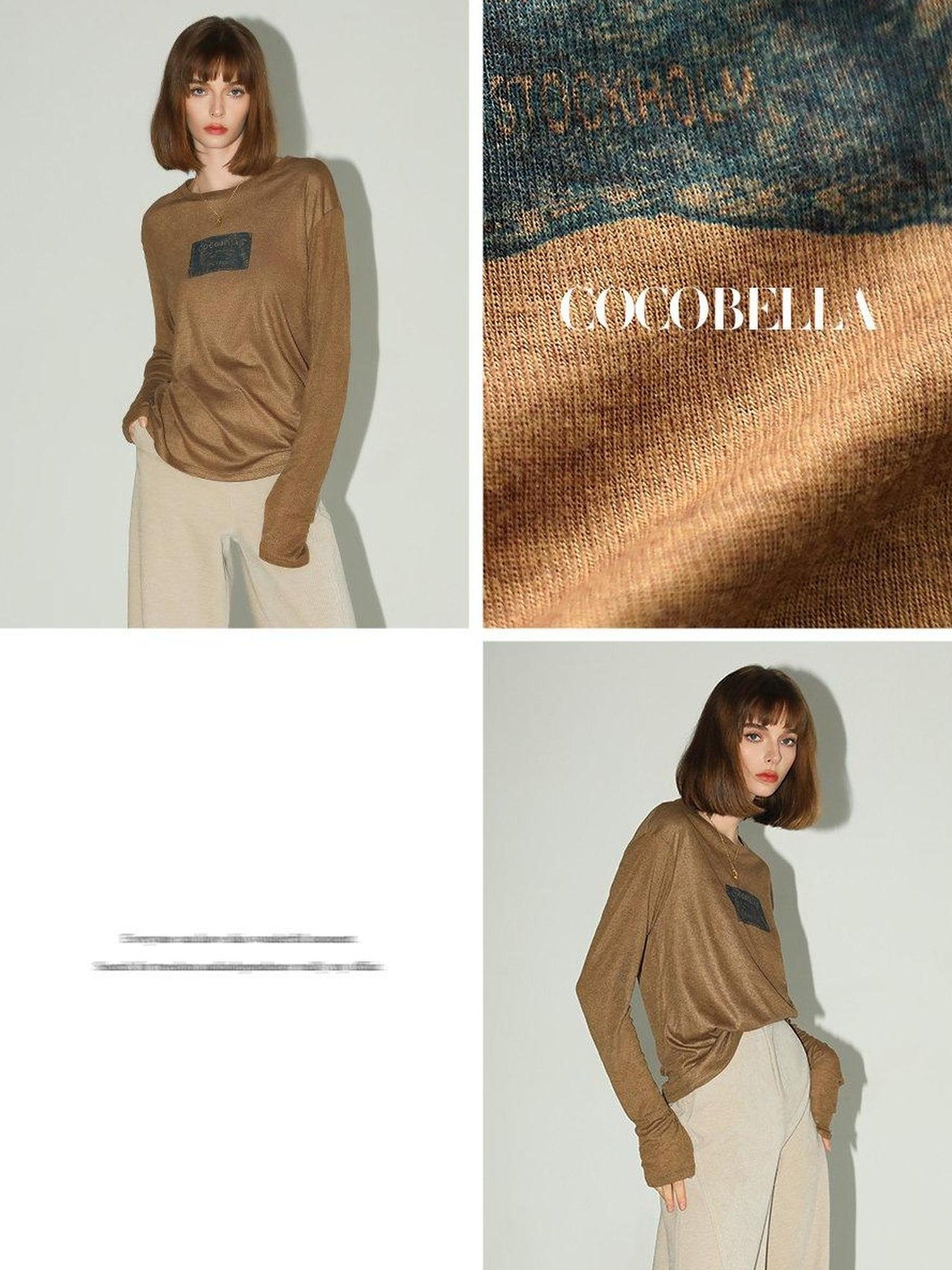 COCOBELLA Printed Lightweight Casual Straight Fit Long Sleeve Everyday Ecru Toffee Shirts