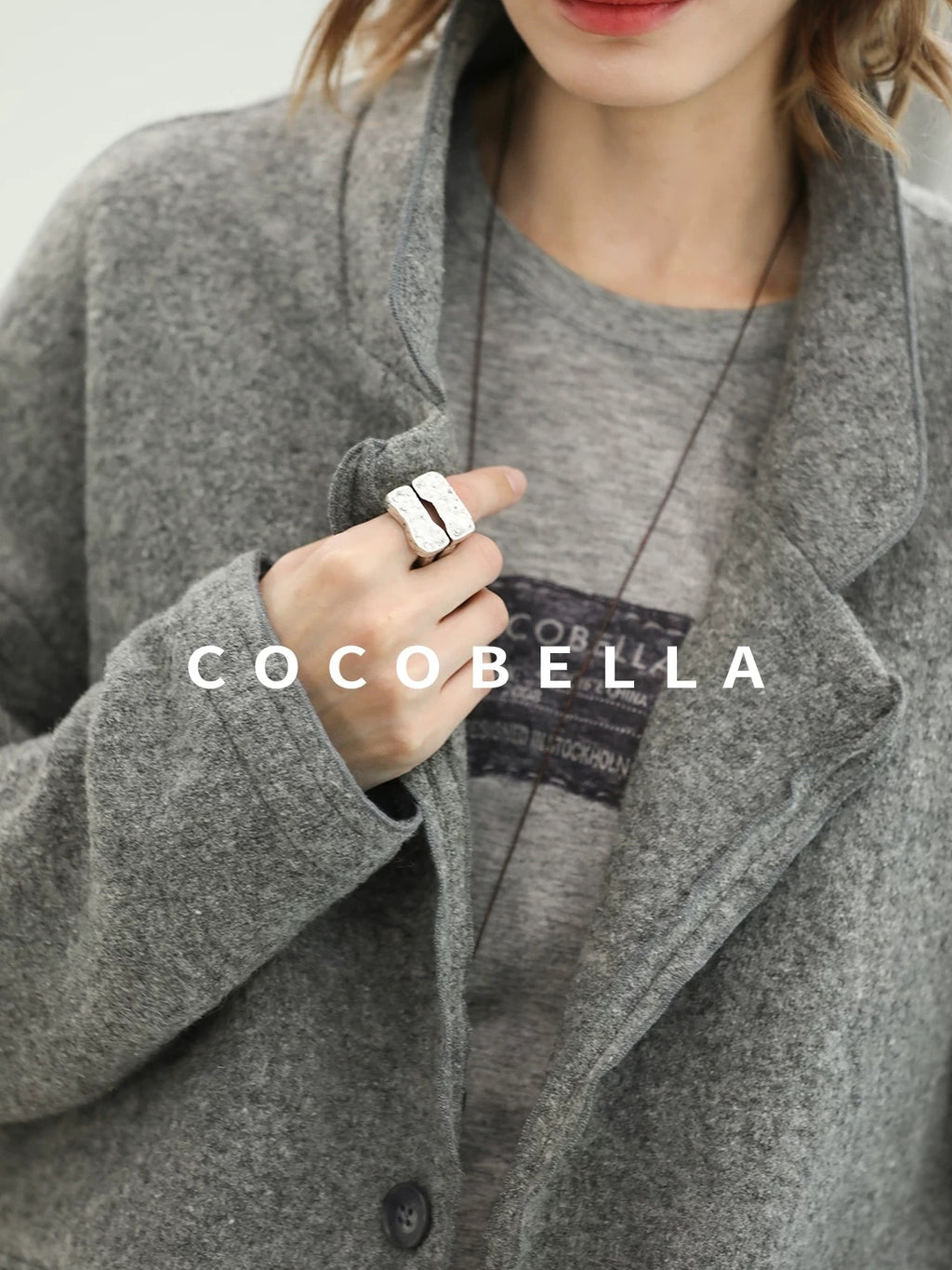 COCOBELLA Pure Wool Straight Blazer Collar Single Button Women Office Outerwear Jackets