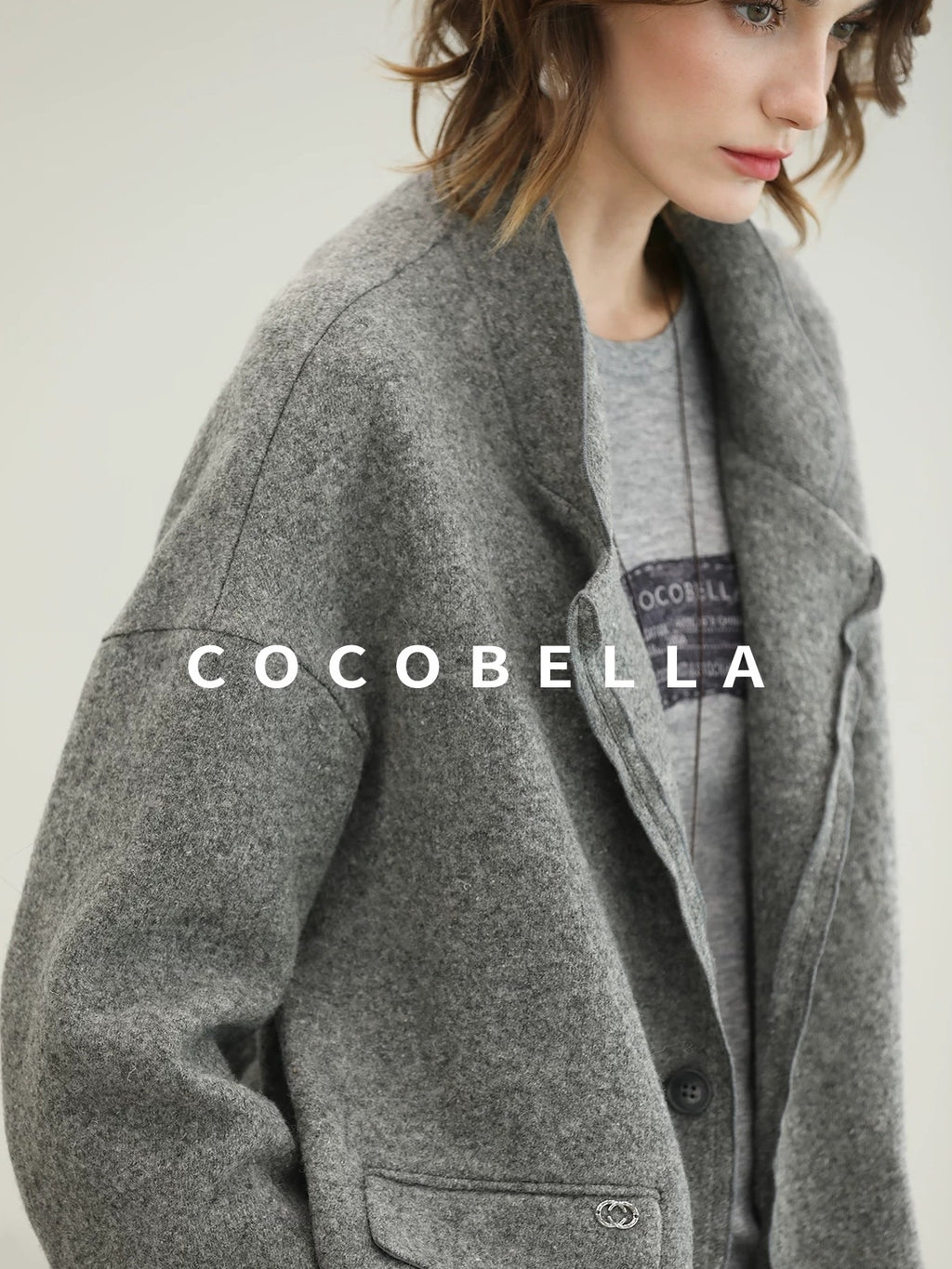 COCOBELLA Pure Wool Straight Blazer Collar Single Button Women Office Outerwear Jackets