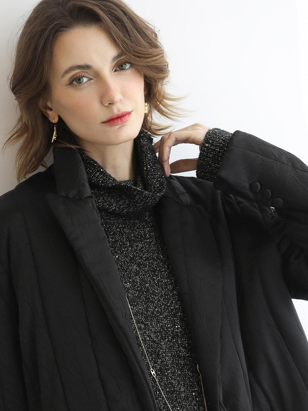 COCOBELLA Quilted Stretch Blazer Straight Office Short Padded Blazer Padded Jackets