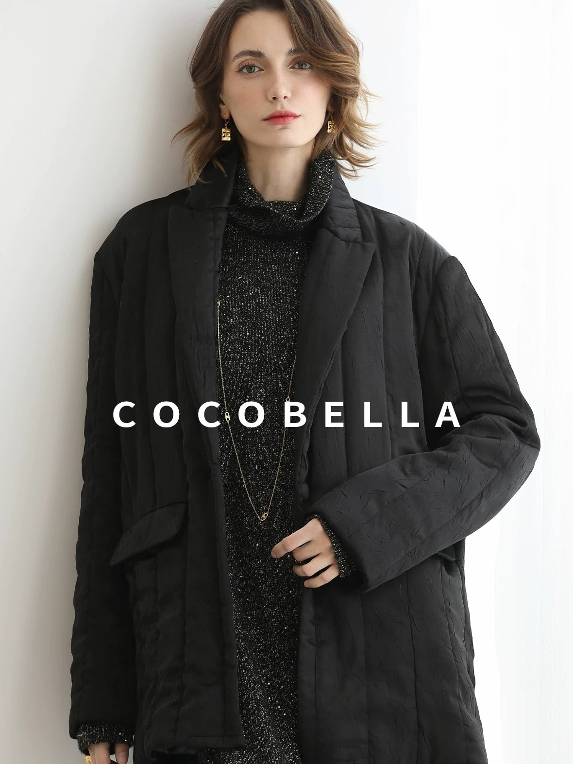 COCOBELLA Quilted Stretch Blazer Straight Office Short Padded Blazer Padded Jackets