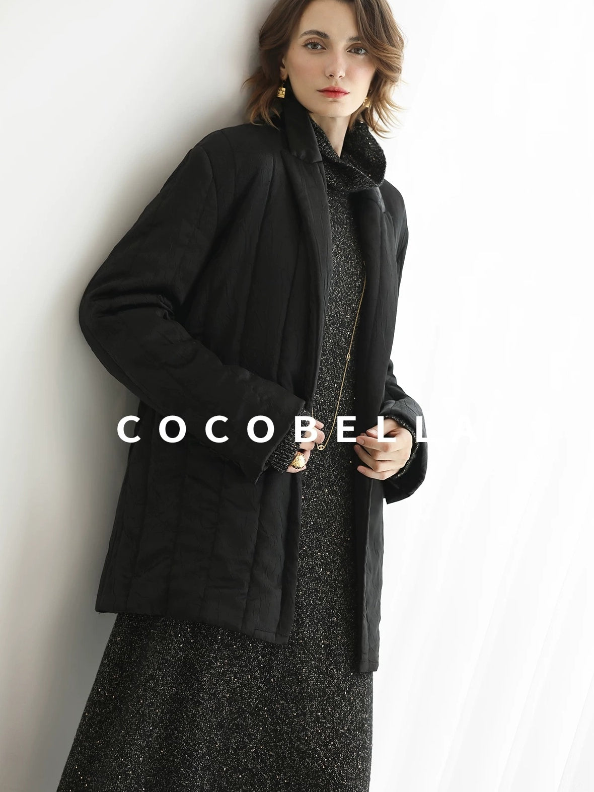 COCOBELLA Quilted Stretch Blazer Straight Office Short Padded Blazer Padded Jackets