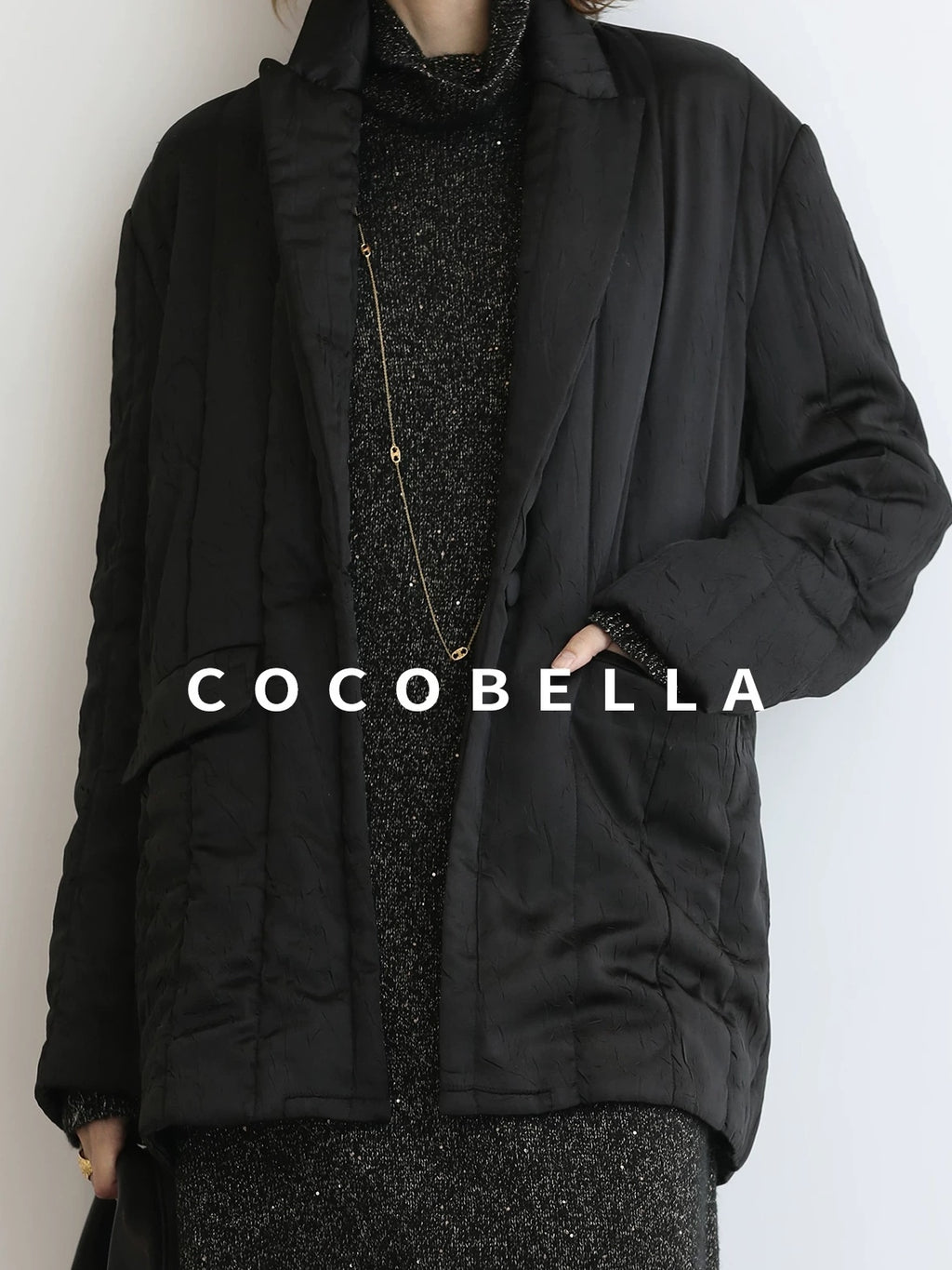 COCOBELLA Quilted Stretch Blazer Straight Office Short Padded Blazer Padded Jackets