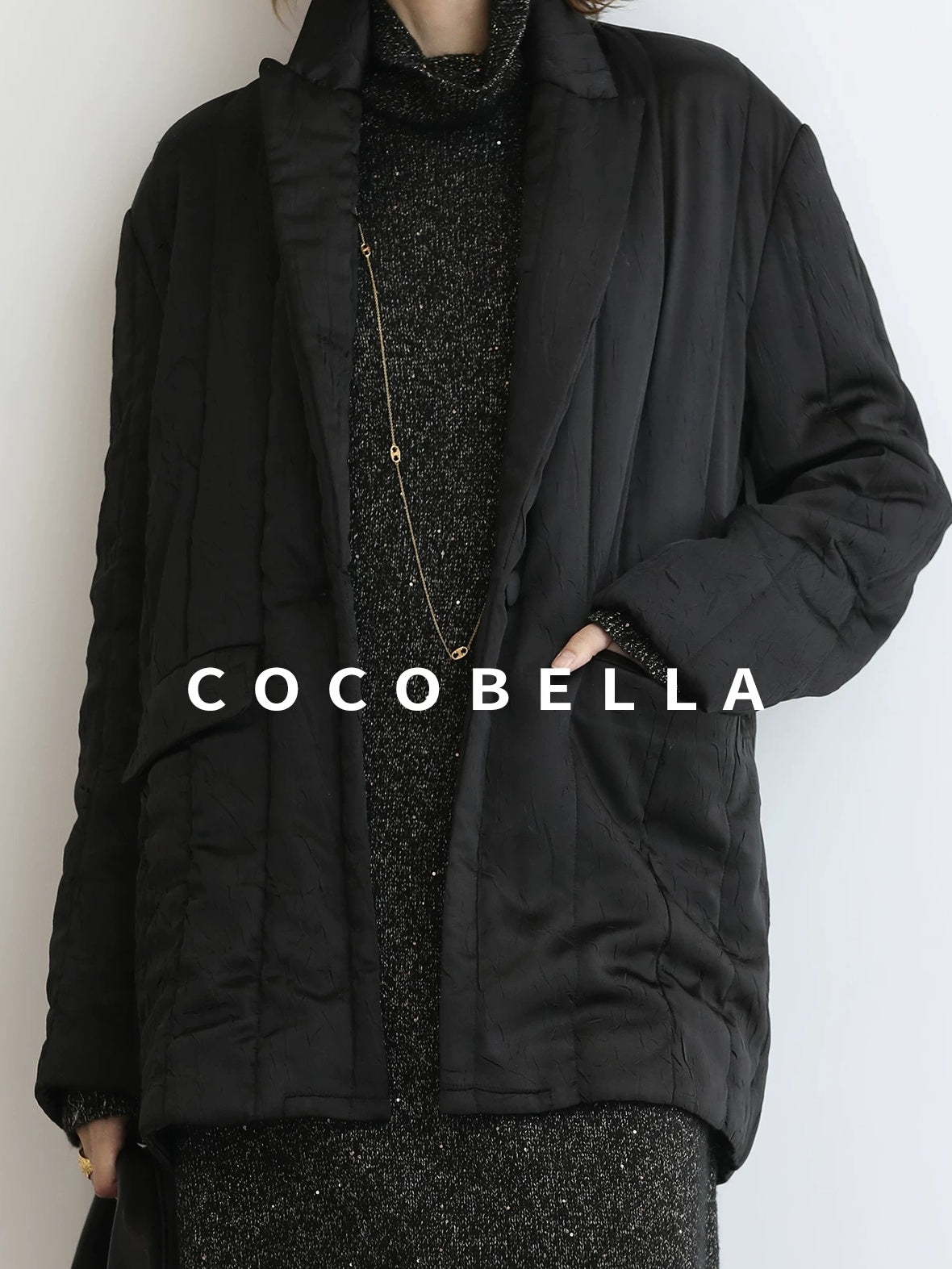 COCOBELLA Quilted Stretch Blazer Straight Office Short Padded Blazer Padded Jackets