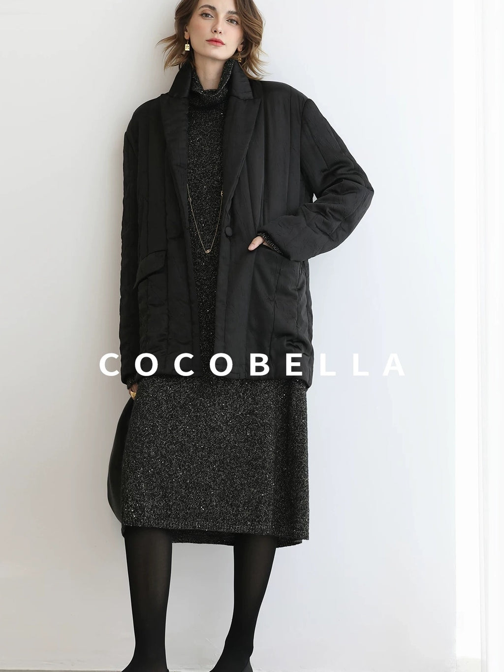 COCOBELLA Quilted Stretch Blazer Straight Office Short Padded Blazer Padded Jackets