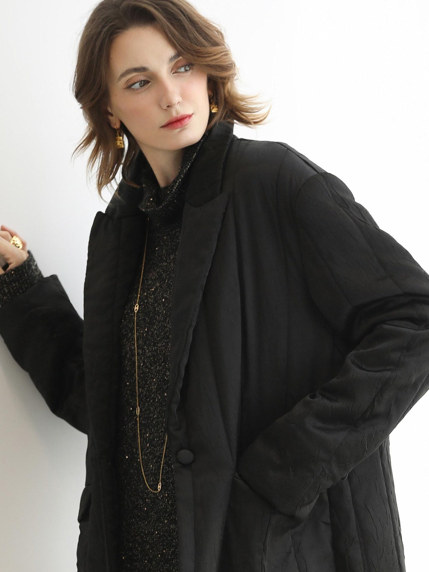 COCOBELLA Quilted Stretch Blazer Straight Office Short Padded Blazer Padded Jackets