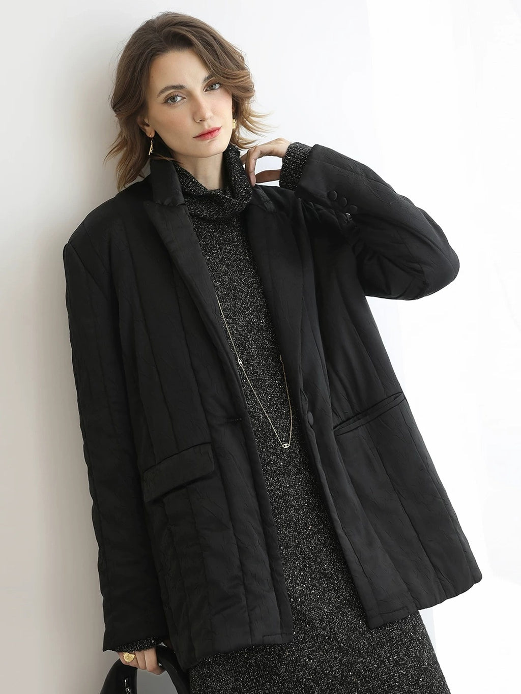 COCOBELLA Quilted Stretch Blazer Straight Office Short Padded Blazer Padded Jackets