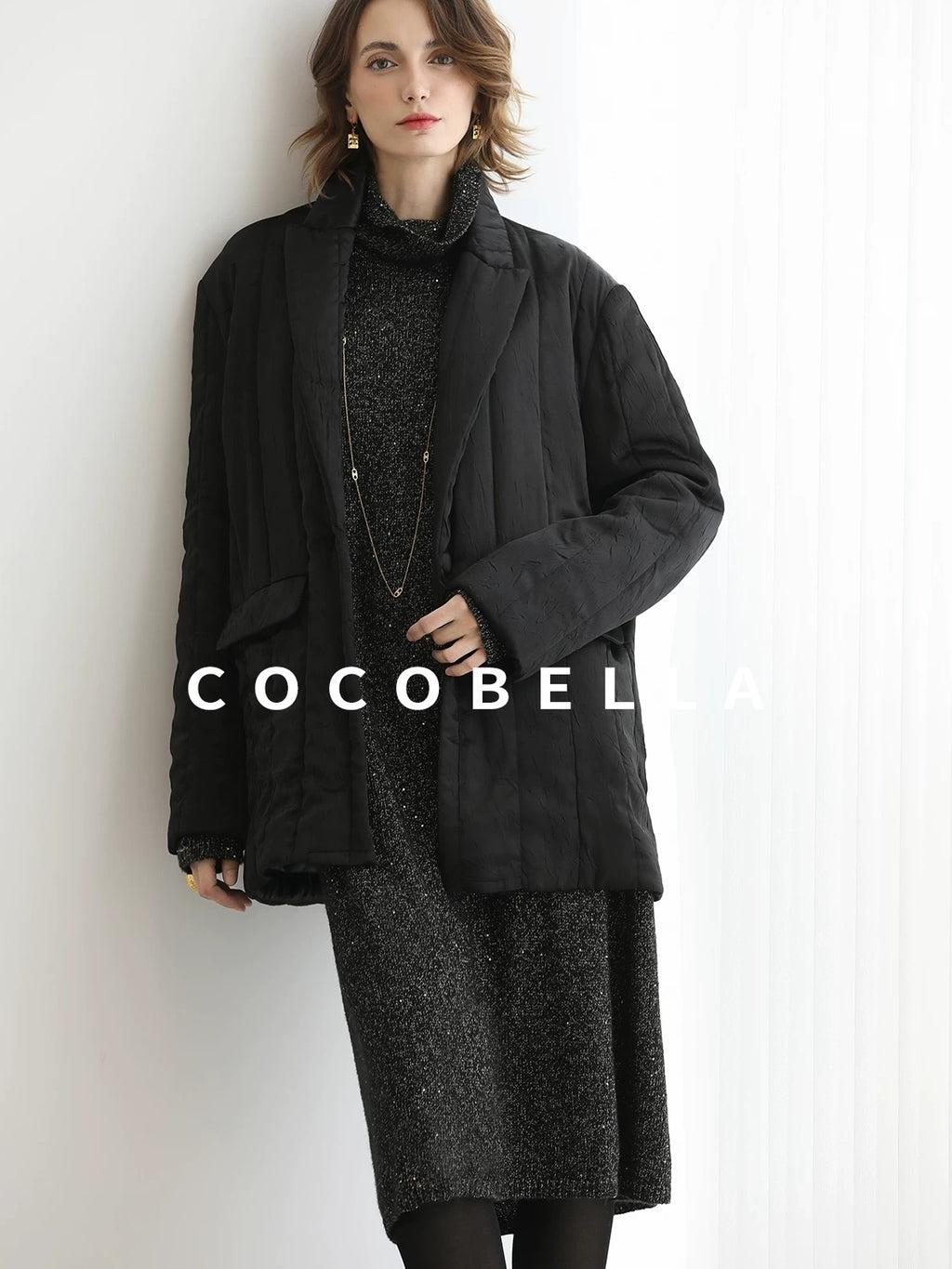 COCOBELLA Quilted Stretch Blazer Straight Office Short Padded Blazer Padded Jackets