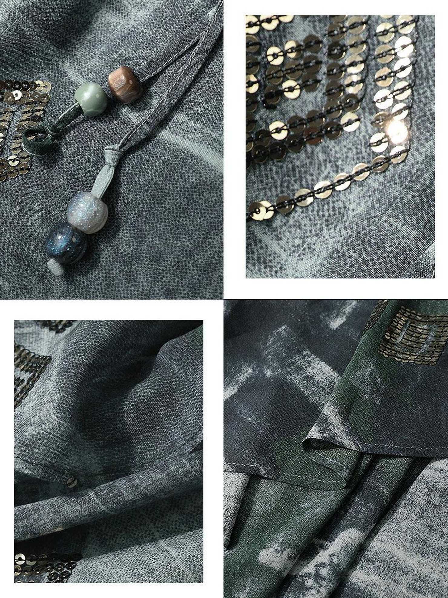 COCOBELLA Resort V Neck Embroidered Printed Sequin Belted Relaxed Straight Skirt Dresses