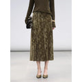 COCOBELLA_Retro_Green_Chinese_Tie_Detail_3D_Embellished_Mid_Waist_Pleated_Midi_Skirts_MISSTT