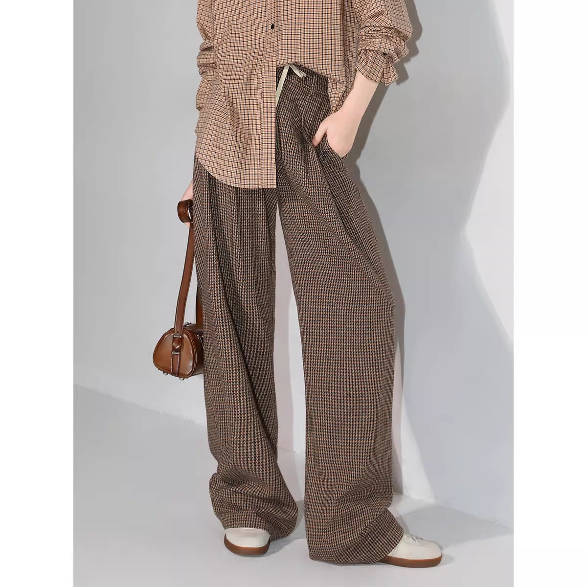 COCOBELLA_Retro_Plaid_Button_Pocket_Natural_Waist_Office_Straight_Leg_Pants_MISSTT