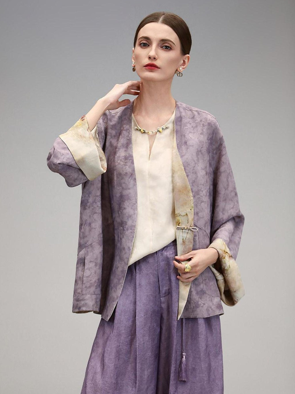 COCOBELLA Reversible Double Faced Jacquard Print Straight Cut Pockets Viscose Youth Coats