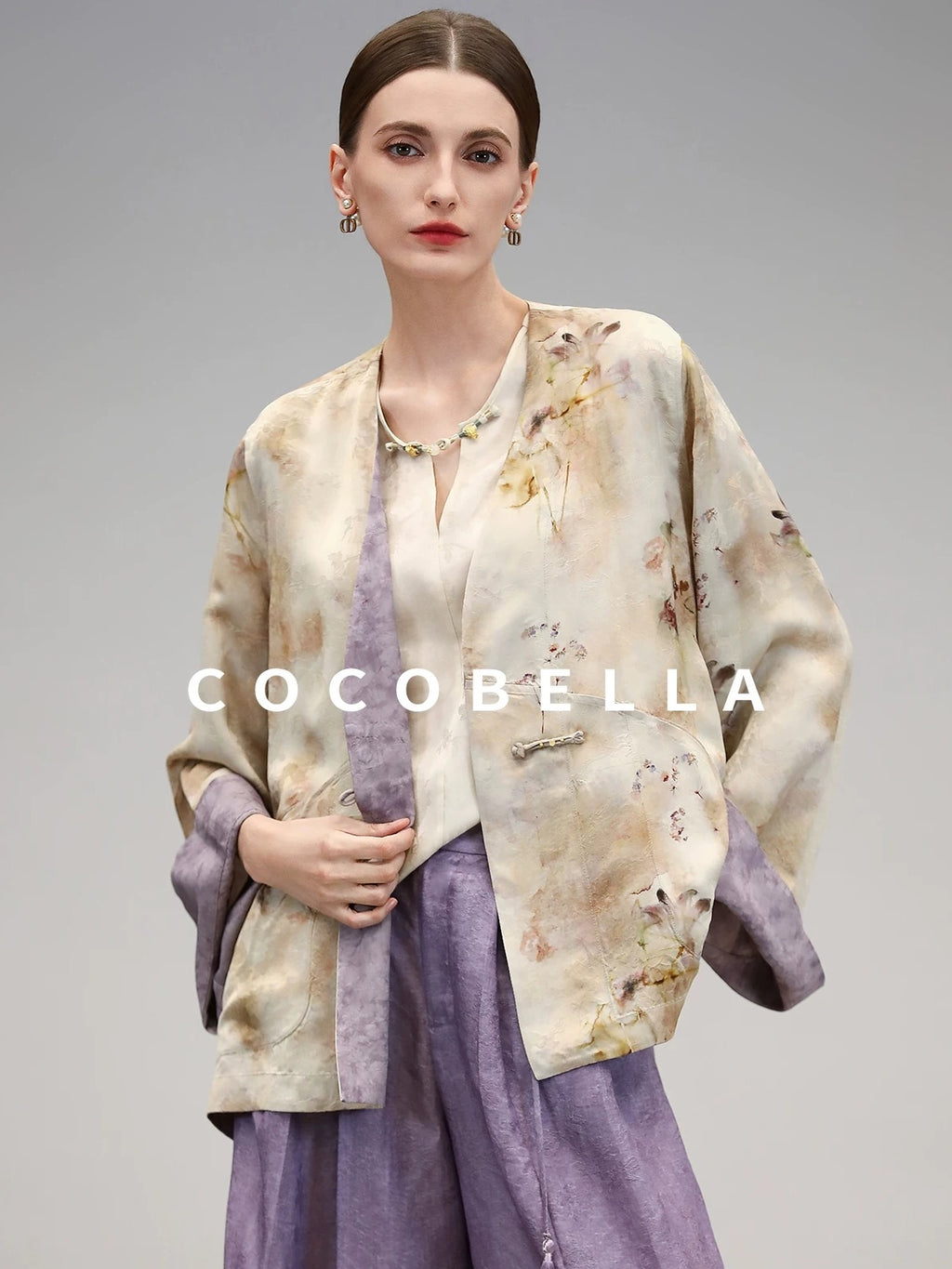 COCOBELLA Reversible Double Faced Jacquard Print Straight Cut Pockets Viscose Youth Coats