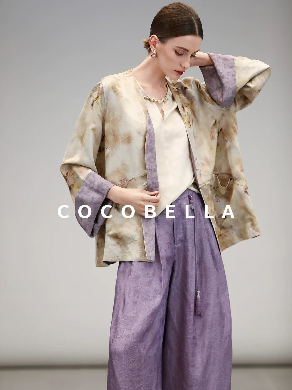 COCOBELLA Reversible Double Faced Jacquard Print Straight Cut Pockets Viscose Youth Coats