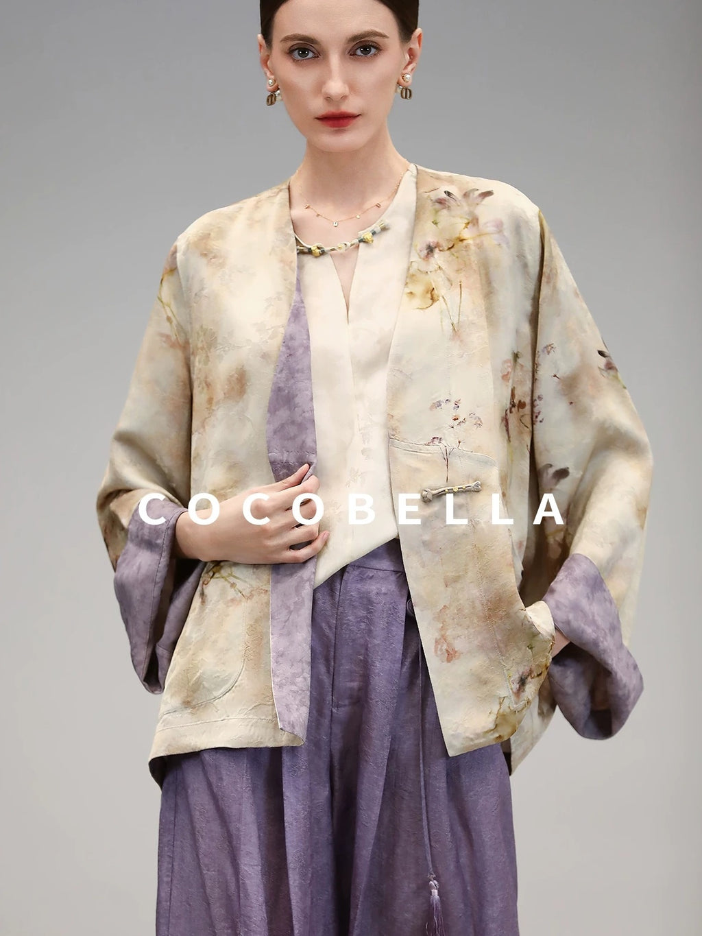 COCOBELLA Reversible Double Faced Jacquard Print Straight Cut Pockets Viscose Youth Coats