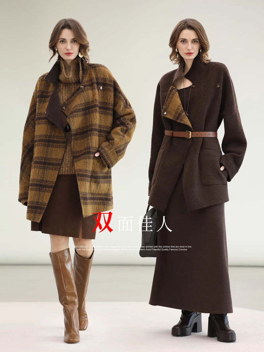 COCOBELLA_Reversible_Wool_Blend_Plaid_British_Straight_Cut_Women_Tailored_Mid_Length_Coats_MISSTT