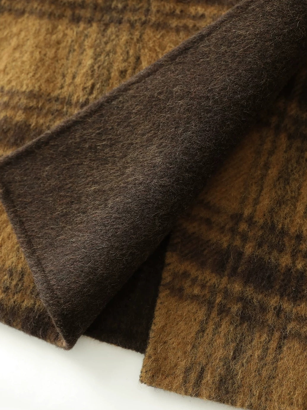 COCOBELLA Reversible Wool Blend Plaid British Straight Cut Women Tailored Mid Length Coats