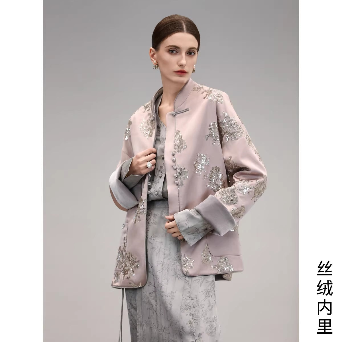 COCOBELLA_Satin_Embroidered_Sequin_Chinese_Straight_Cut_Drop_Shoulder_Women_Casual_Jackets_MISSTT
