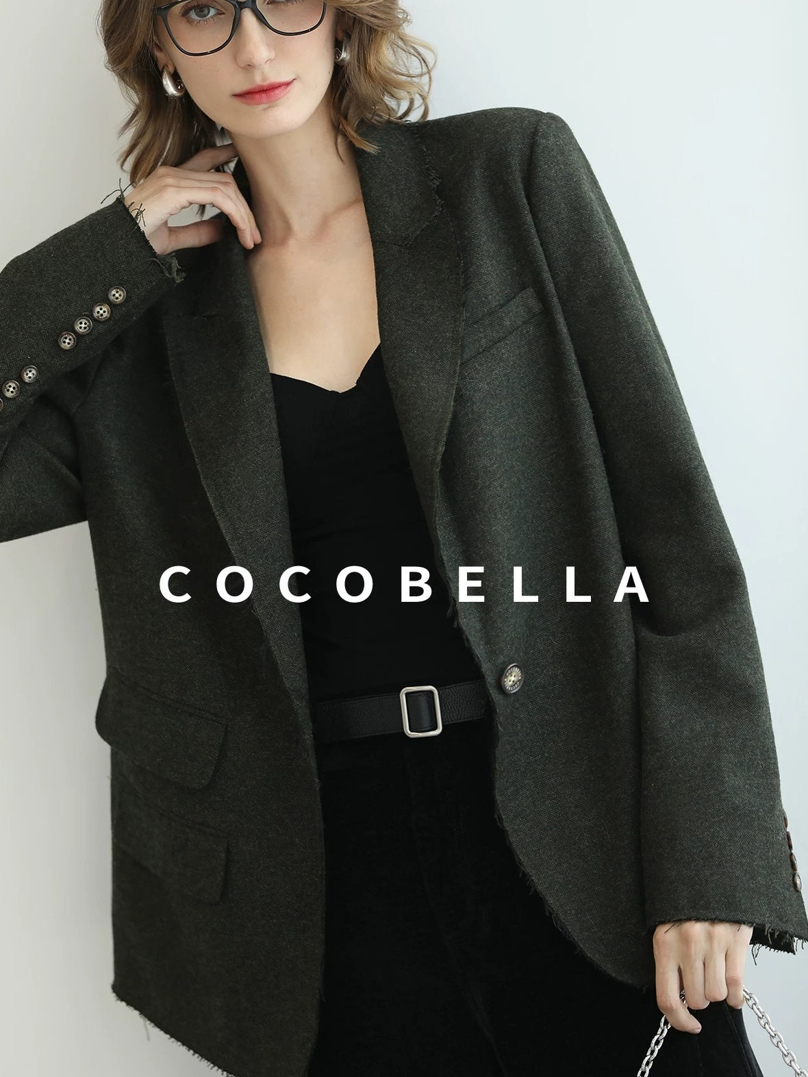 COCOBELLA Sculpted Tailoring Minimalist Straight Wide Leg Women Classic Black Pants