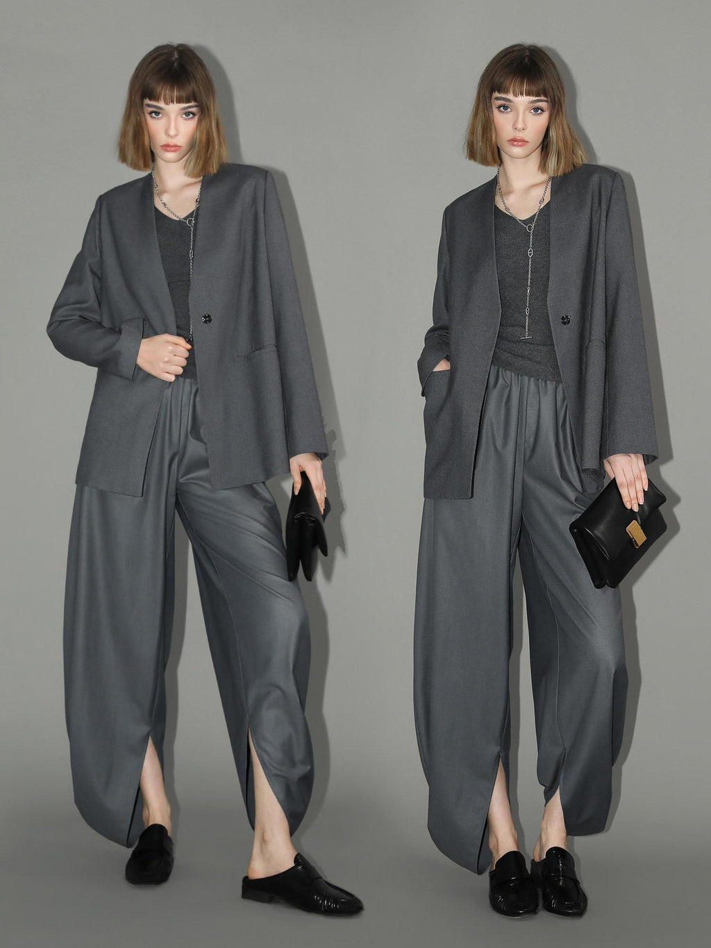 COCOBELLA Sculpted Tailoring Straight Collarless Single Button Pockets Women Office Blazers