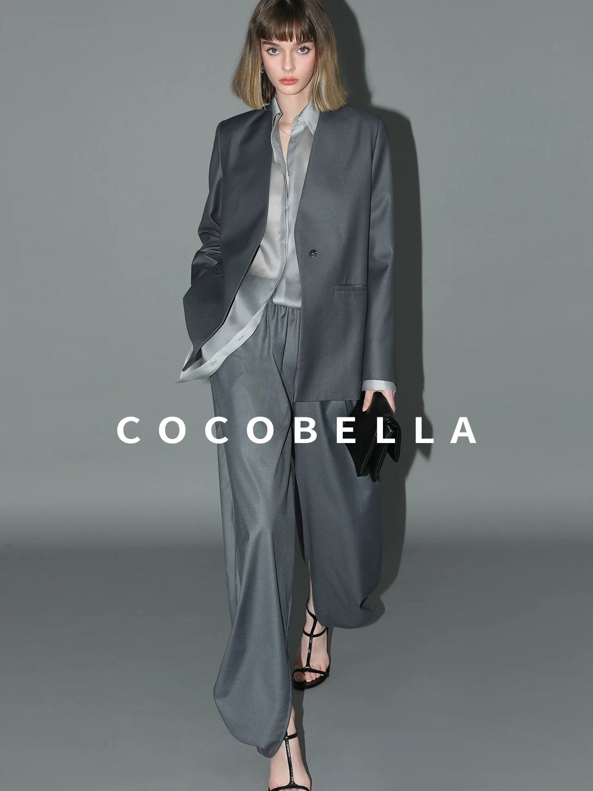 COCOBELLA Sculpted Tailoring Straight Collarless Single Button Pockets Women Office Blazers