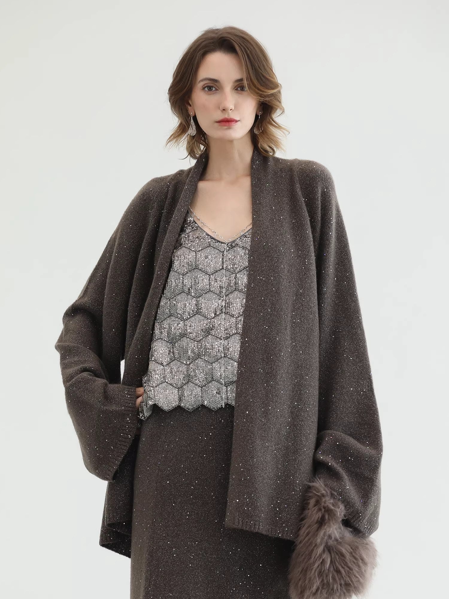 COCOBELLA_Sequin_Embellished_Loose_Fit_Commuter_Open_Front_Women_Knit_Pullover_Sweater_MISSTT