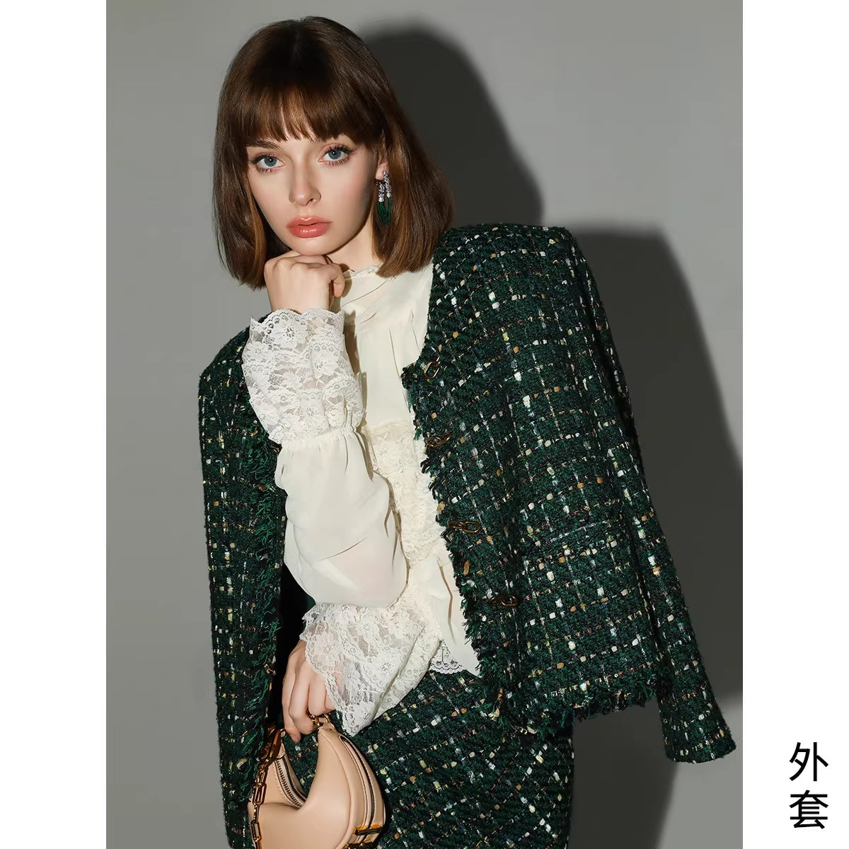 COCOBELLA_Sequin_Fringe_Button_Pocket_Collarless_Straight_Fit_Lady_Office_Blazers_MISSTT