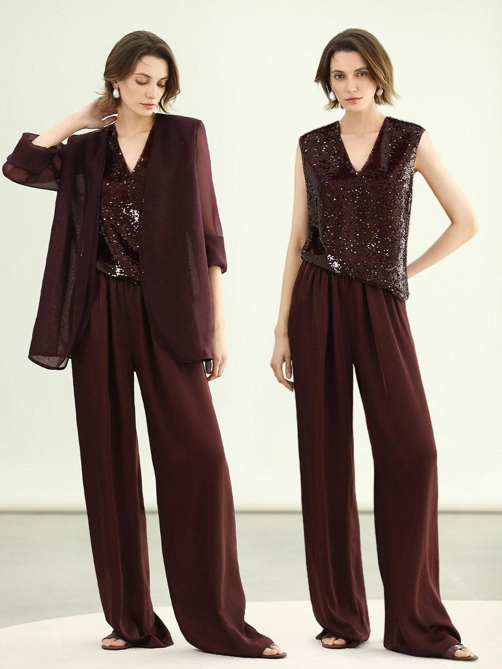 COCOBELLA Sequin Light Luxury V Neck Sleeveless Straight Fit Women Shirts