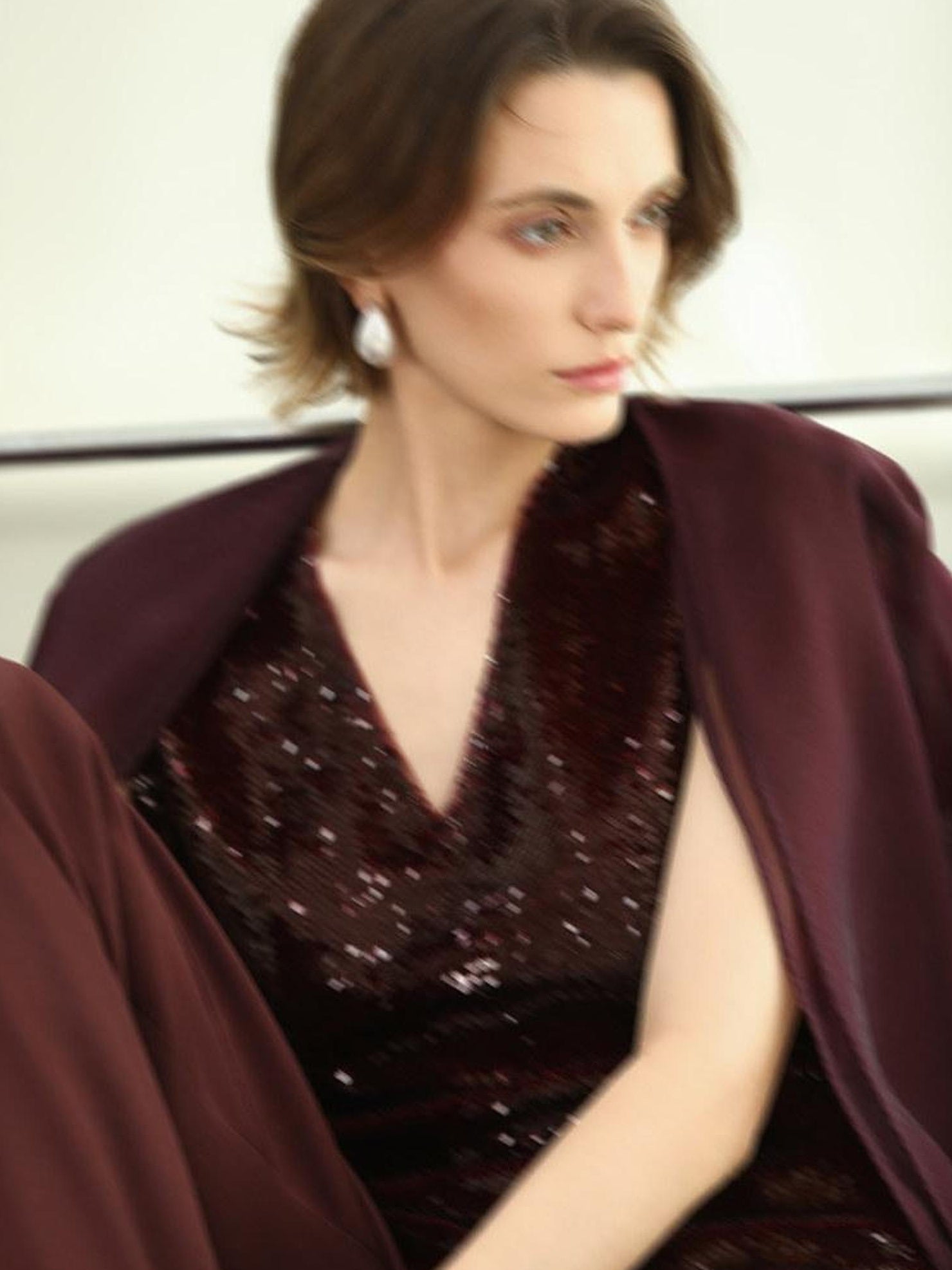 COCOBELLA Sequin Light Luxury V Neck Sleeveless Straight Fit Women Shirts