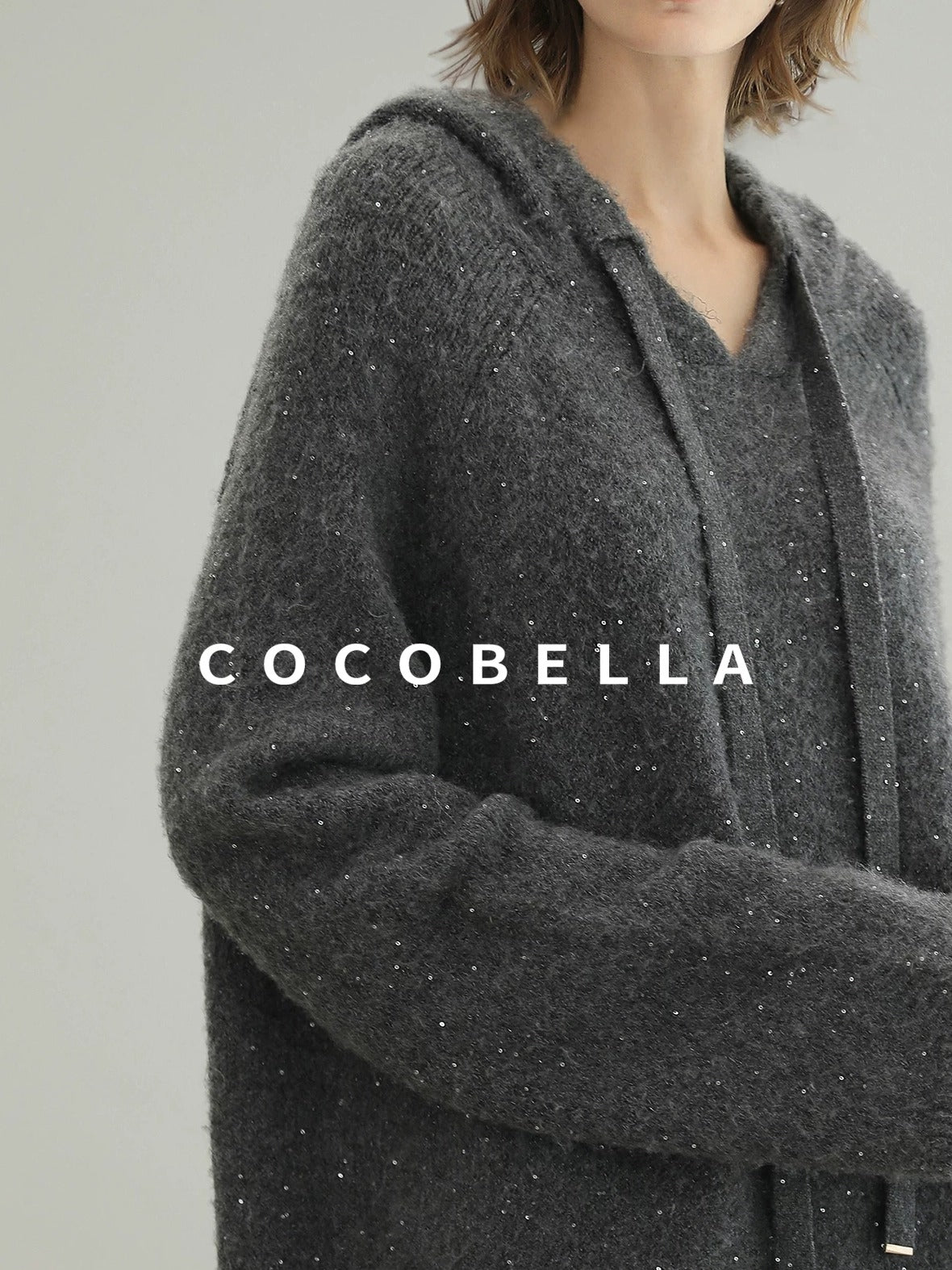 COCOBELLA Sequin Oversized Knit Cardigan Workwear Button Front Women Sweater