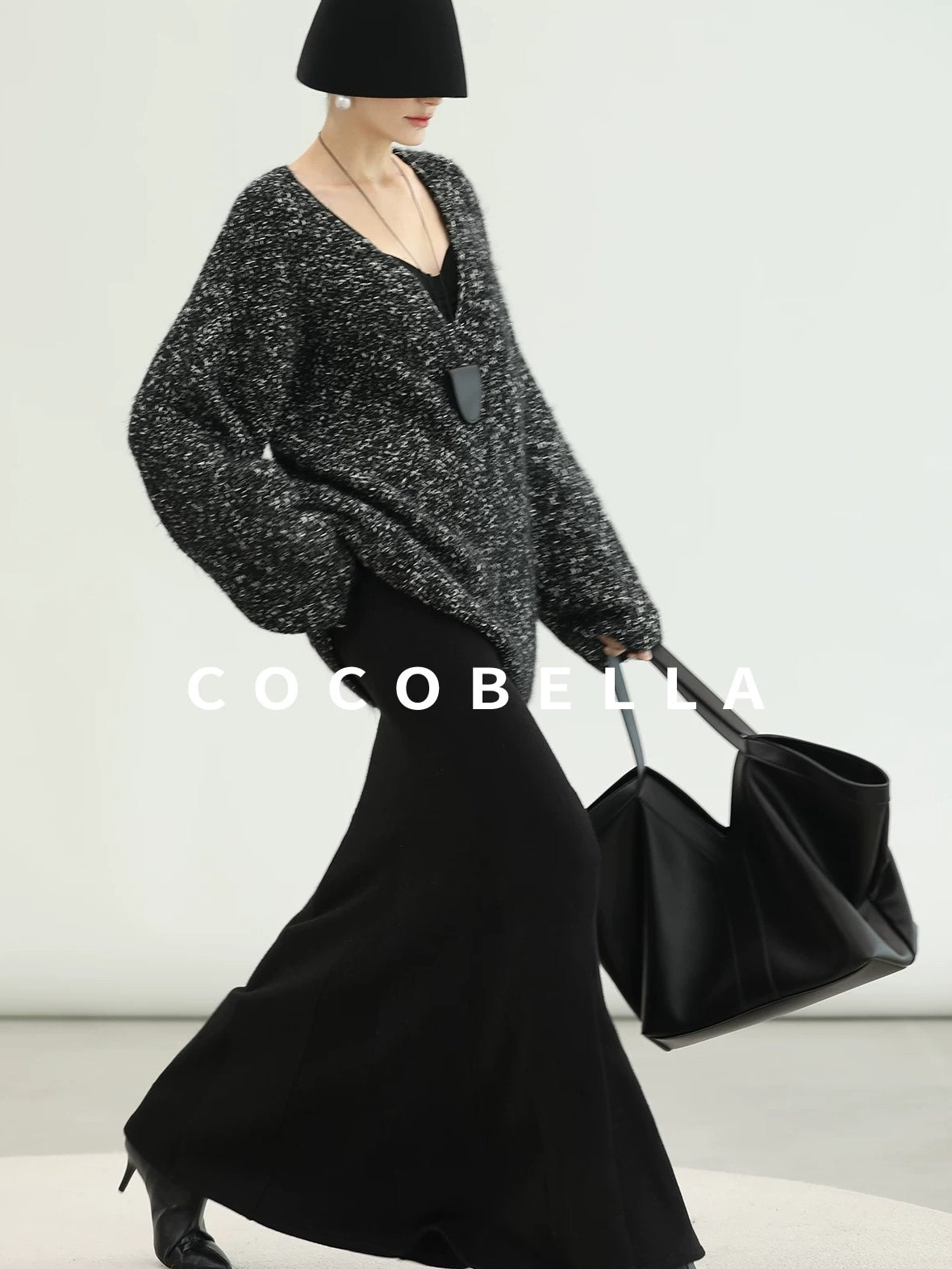 COCOBELLA Sequin Patchwork Elegant Fitted Mermaid Mid Waist Side Zipper City Black Dresses