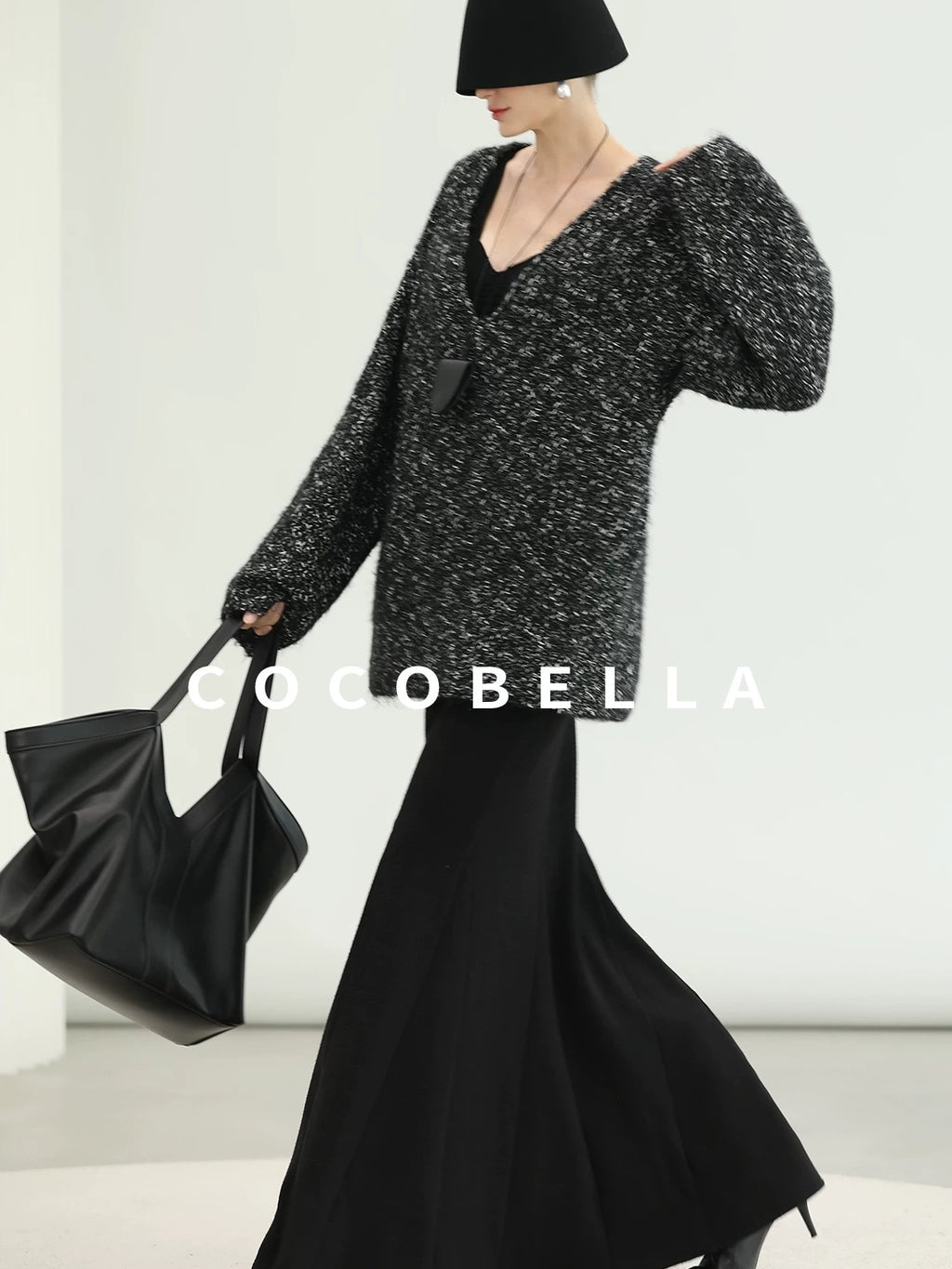 COCOBELLA Sequin Patchwork Elegant Fitted Mermaid Mid Waist Side Zipper City Black Dresses