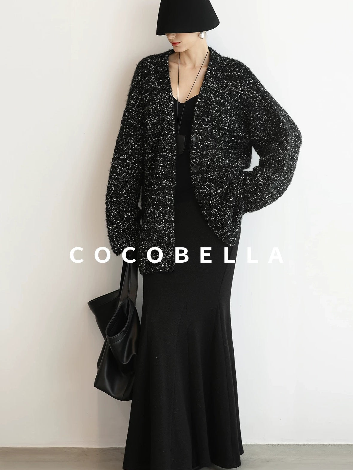 COCOBELLA Sequin Patchwork Elegant Fitted Mermaid Mid Waist Side Zipper City Black Dresses